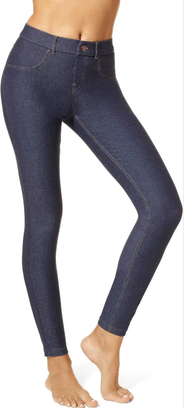 HUE Essential Denim Stretch Leggings Jeggings Deep Indigo Blue Wash Size M NWT